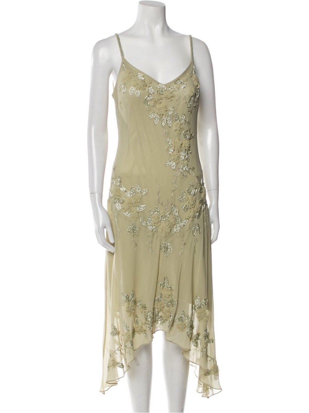 Sue Wong Nocturne Green Silk Midi Length Dress